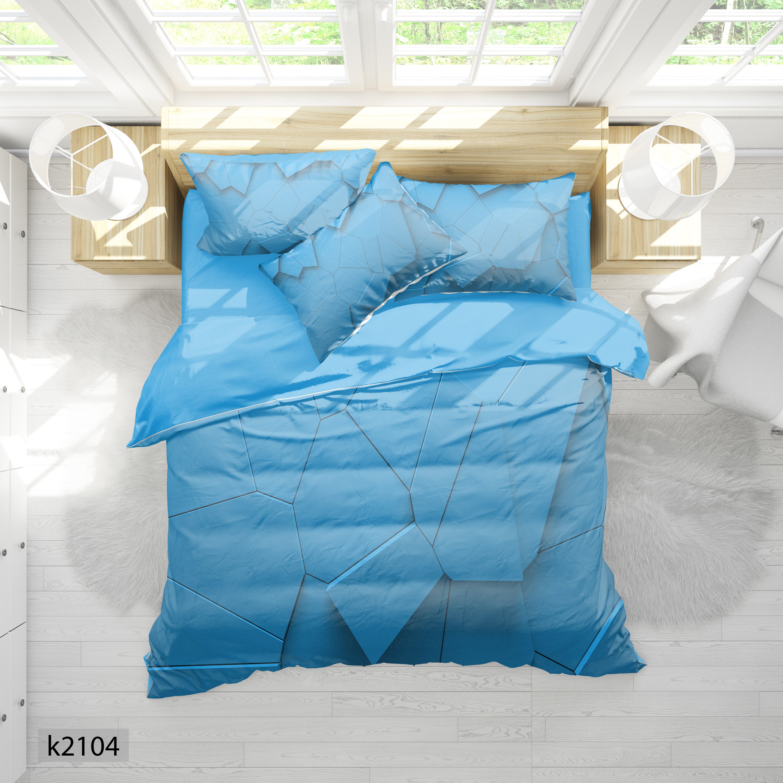 ست رو تختی چاپی 6 تیکه کالیفرنیا دو نفره   کد2104