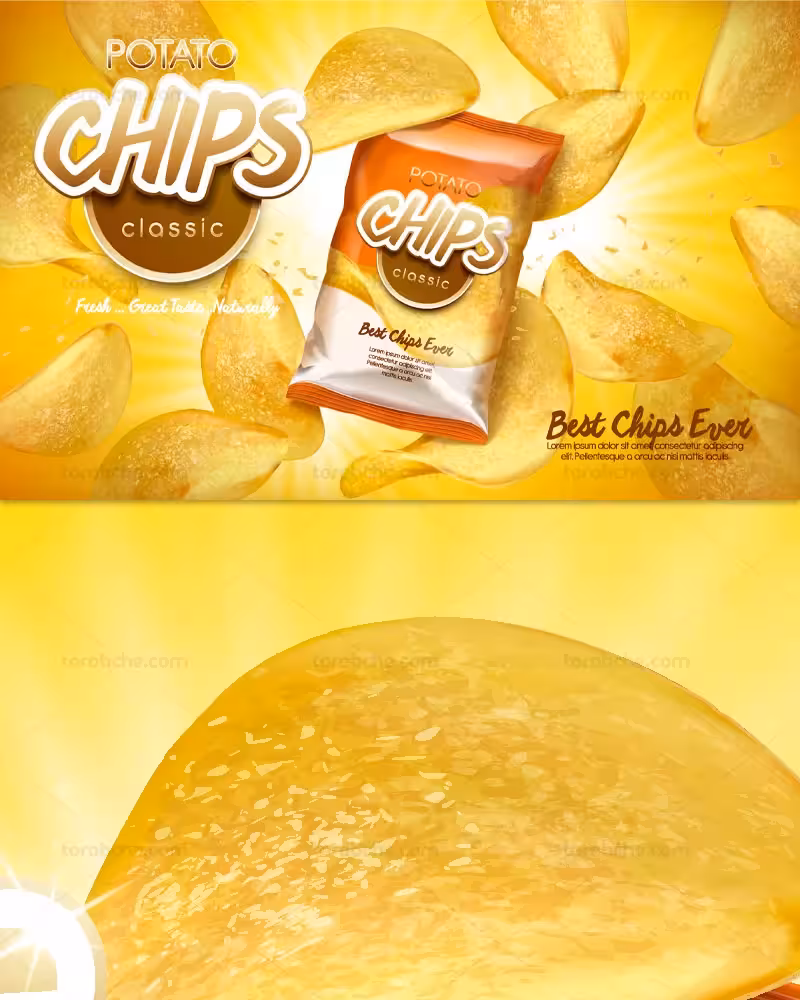 وکتور چیپس سیب زمینی نمکی | گرافیک با طعم تربچه