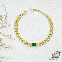 دستبند استیل کارتیر نگین سبز کد 13759