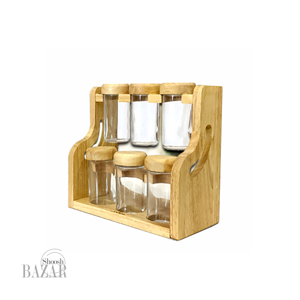 ست جا ادویه 6 تایی دوطبقه چوبی یونیک کد 1500