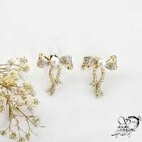 گوشواره میخی پاپیون بزرگ طرح طلا کد 17768