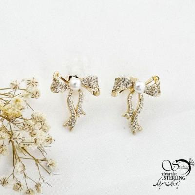 گوشواره میخی پاپیون بزرگ طرح طلا کد 17768