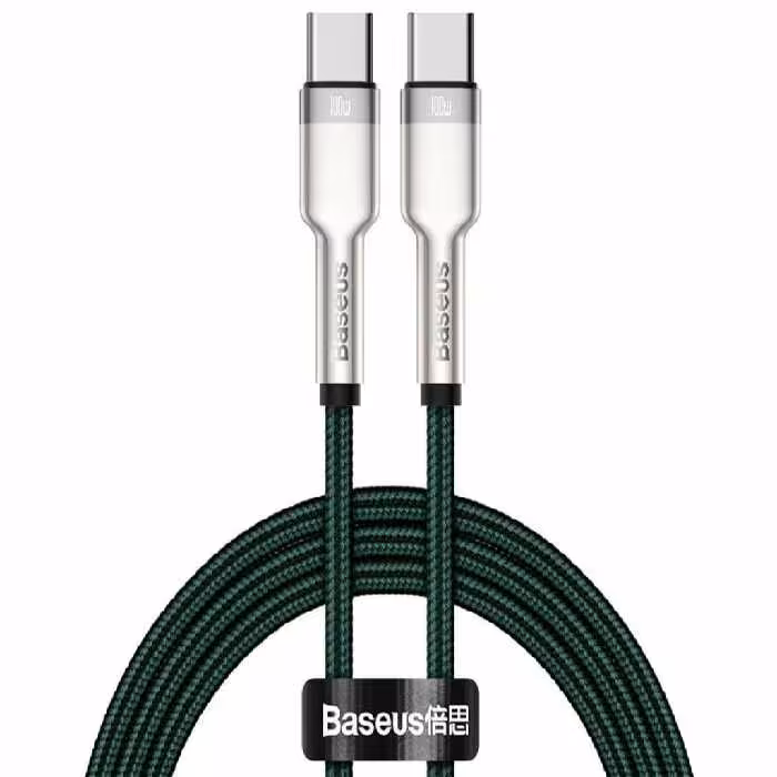 کابل شارژ سریع و انتقال داده تایپ سی به تایپ بیسوس Baseus Cafule Series Metal Data Cable Type-C to Type-C 100W 1m CATJK-C06