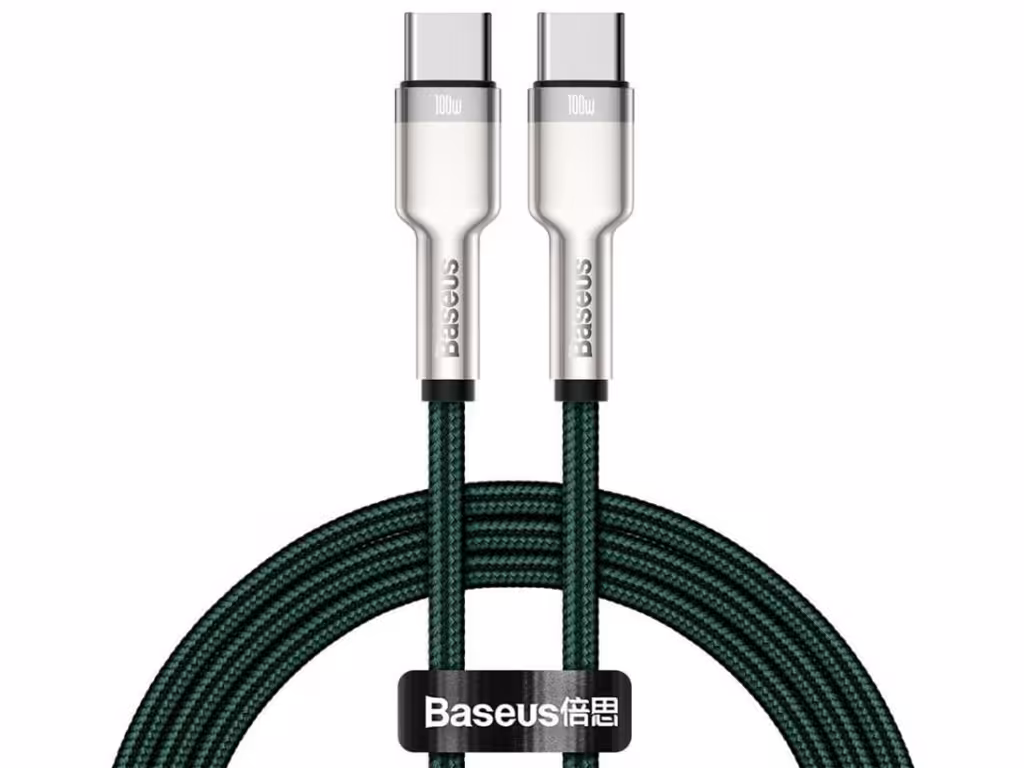 کابل شارژ سریع و انتقال داده تایپ سی به تایپ بیسوس Baseus Cafule Series Metal Data Cable Type-C to Type-C 100W 1m CATJK-C06