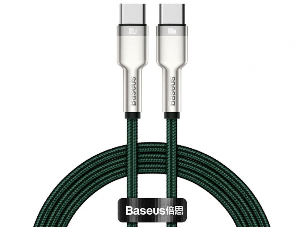 کابل شارژ سریع و انتقال داده تایپ سی به تایپ بیسوس Baseus Cafule Series Metal Data Cable Type-C to Type-C 100W 1m CATJK-C06