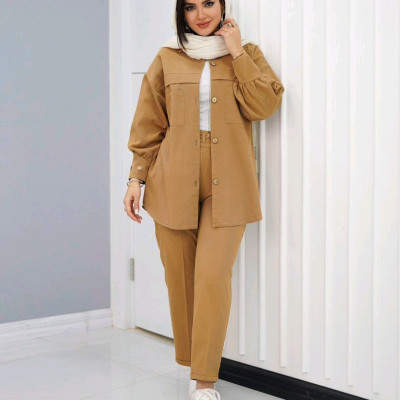 مانتو شلوار زنانه کتان مدل راحیل