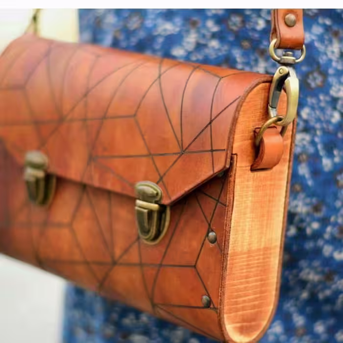کیف چرمی طبله چوبی
