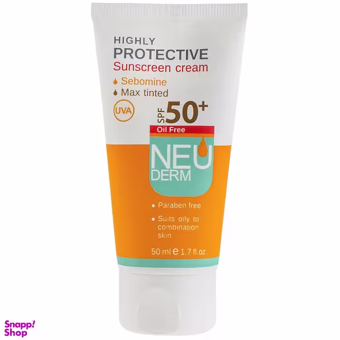 کرم ضد آفتاب فاقد چربی نیودرم (Neuderm) مدل Highly Protective Max Tinted SPF50 حجم 50 میلی‌‌لیتر