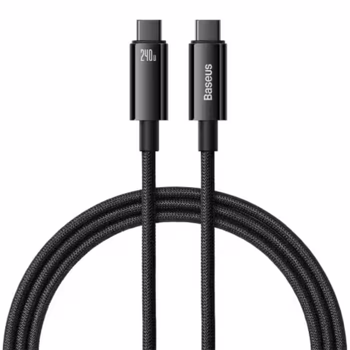 کابل شارژ سریع و انتقال داده باسئوس Baseus Tungsten Gold Fast Charging Data Cable C-C 240W 1m