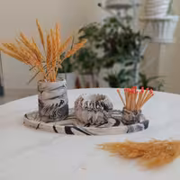 ست سنگی دکوری تزئینی گلدان شمعدان جا عود اکسسوری سنگی 