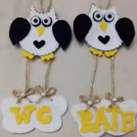 آویز درب سرویس بهداشتی نمدی ( طرح جغد 5 )