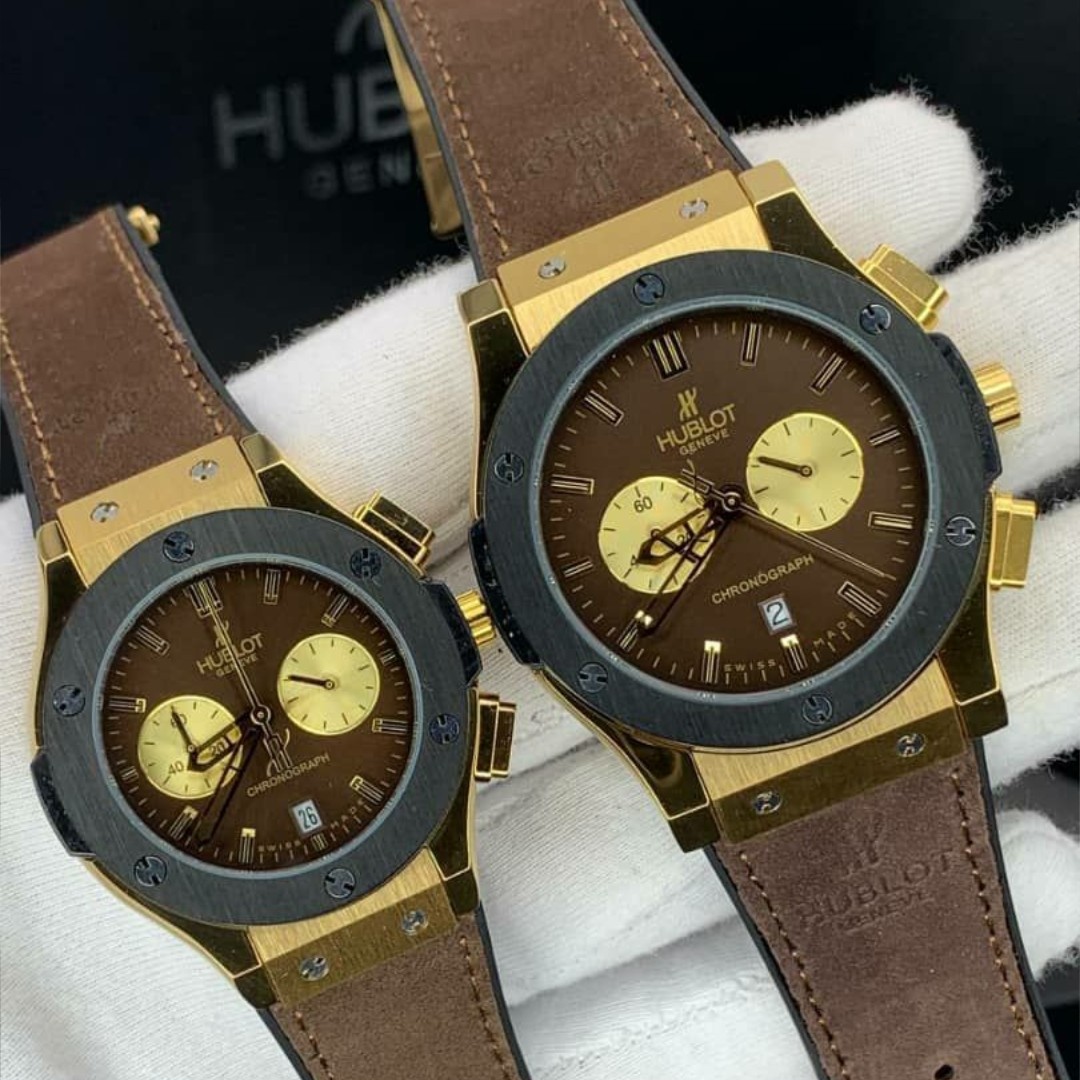 ساعت مچی   هابلوت HUBLOT  ست مردانه و زنانه و تکی موتور اصلی کرنوگراف 3 موتوره فعال  در رنگ بندی مختلف ساعت عبدی 