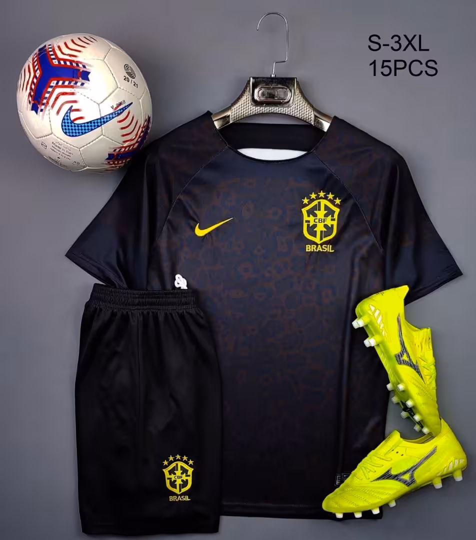 کیت تیم ملی برزیل کانسپت مشکی (پیراهن شورت) ورژن هواداری
