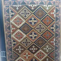 گلیم آشپزخانه و پاگرد یک و نیم در 2.25 متر مستطیلی رنگ بادامی باکیفیت بالا کد 300012 پس کرایه