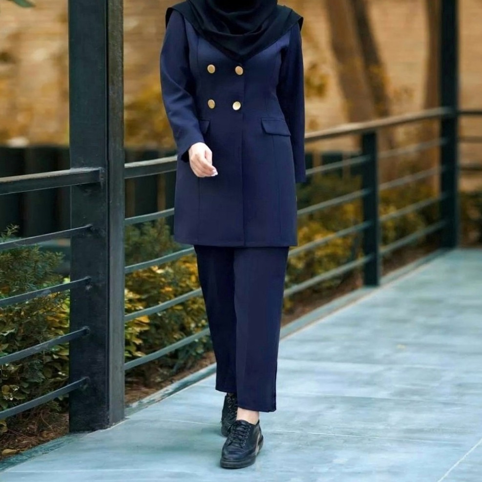 مانتو شلوار کتی اداری فروزان سه رنگ چهارسایز  ارسال رایگان جنس مکانیک پرشیا