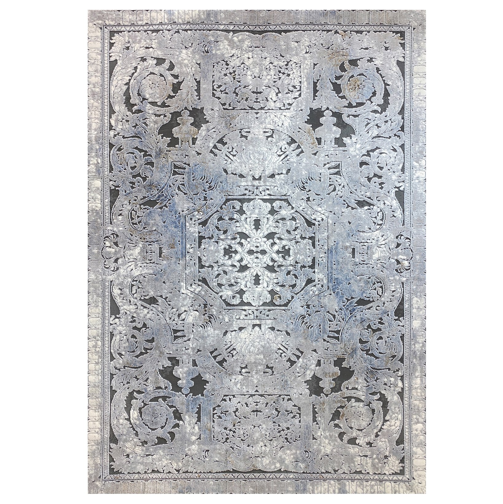 فرش ماشینی زانیس ارسال رایگان کد 2259مدرن طرح پلانتنیوم طوسی تک رو سایز42x30سانت