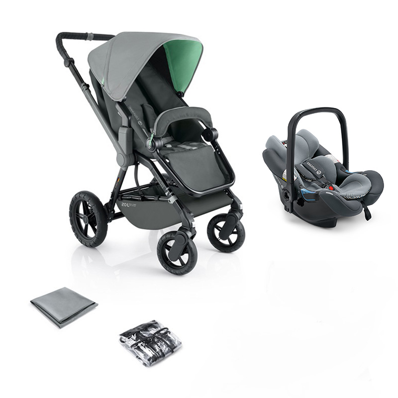 ست كالسكه دو طرفه واندرر و کریر طوسي کونکورد Concord WANDERER Stroller and AirSafe Carrier