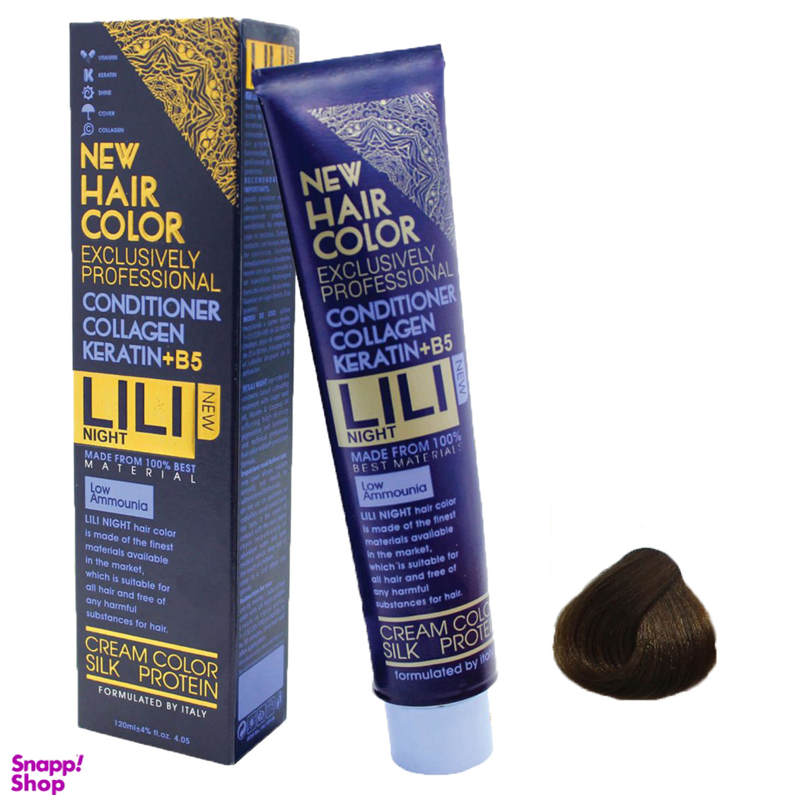 رنگ مو کم آمونیاک لی لی نایت (Lili Night) شماره G6 رنگ قهوه ای طلایی حجم 120 میلی لیتر
