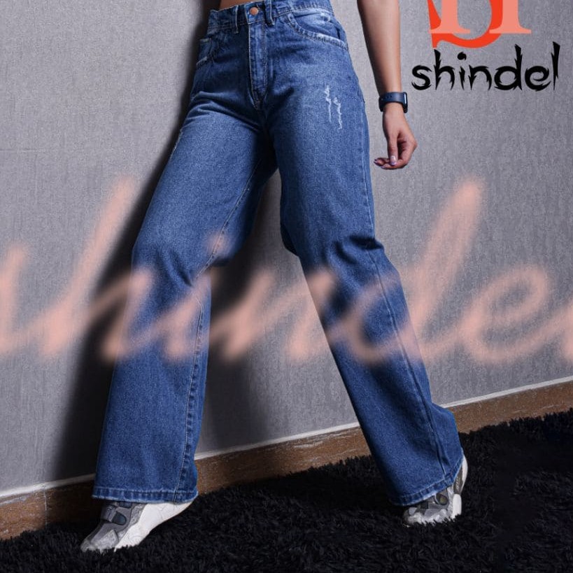 شلوار جین، بگ، قد 110، آبی کلاسیک