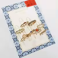 پک اقتصادی هشت عددی انگشتر طلایی نگین رنگی در مدل های مختلف