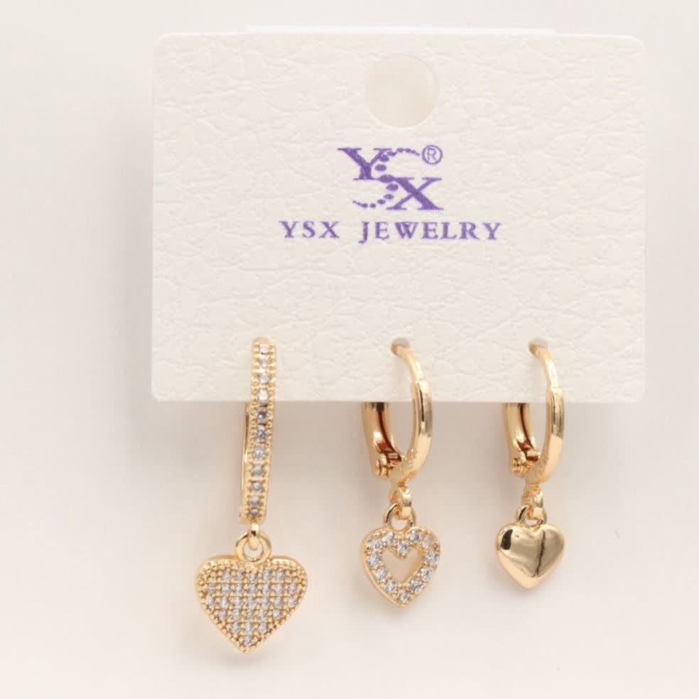 پک سه عددی کد11232 گوشوارهطرح جواهربرند ysxآبکاری طلارنگ ثابتضدحساسیت4