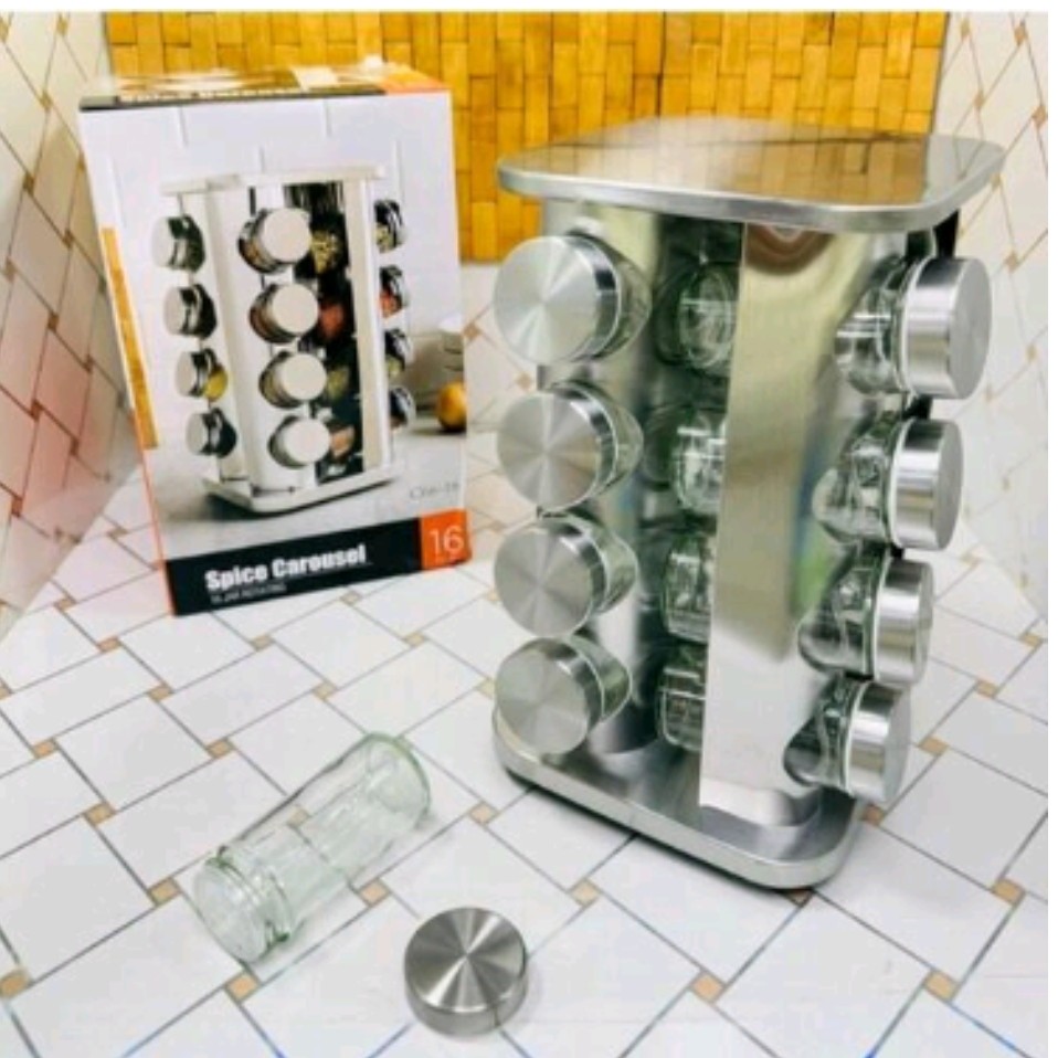 جا ادویه  چرخشی 16تایی استیل