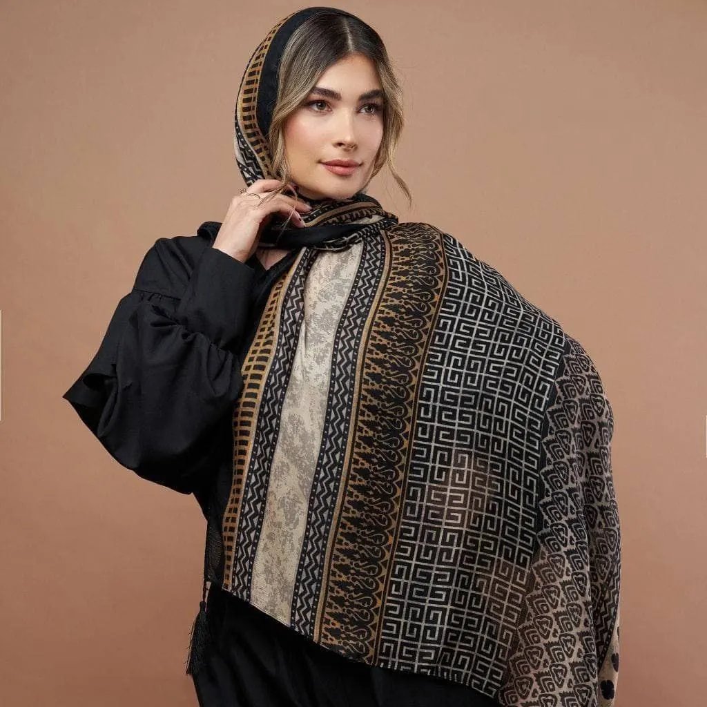شال نخی ژاکارد منگوله‌دار چهارفصل 6 رنگ