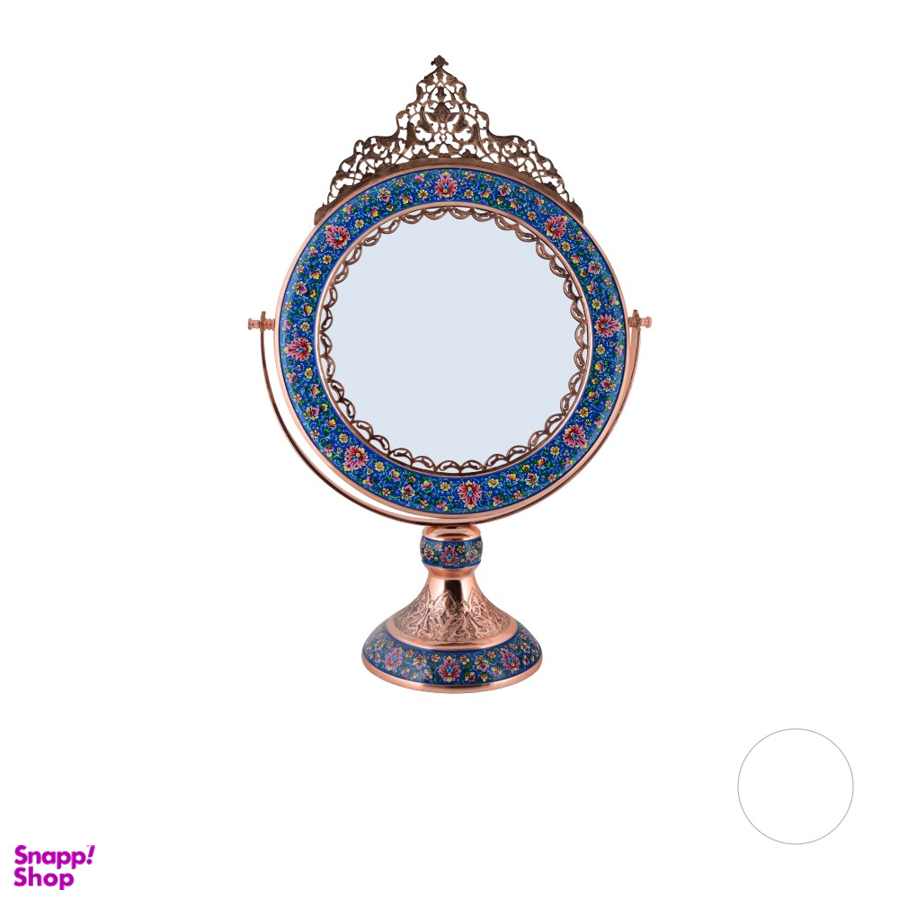 آینه گرد بزرگ تاج دار مس و پرداز آقاجانی (Aghajani)
