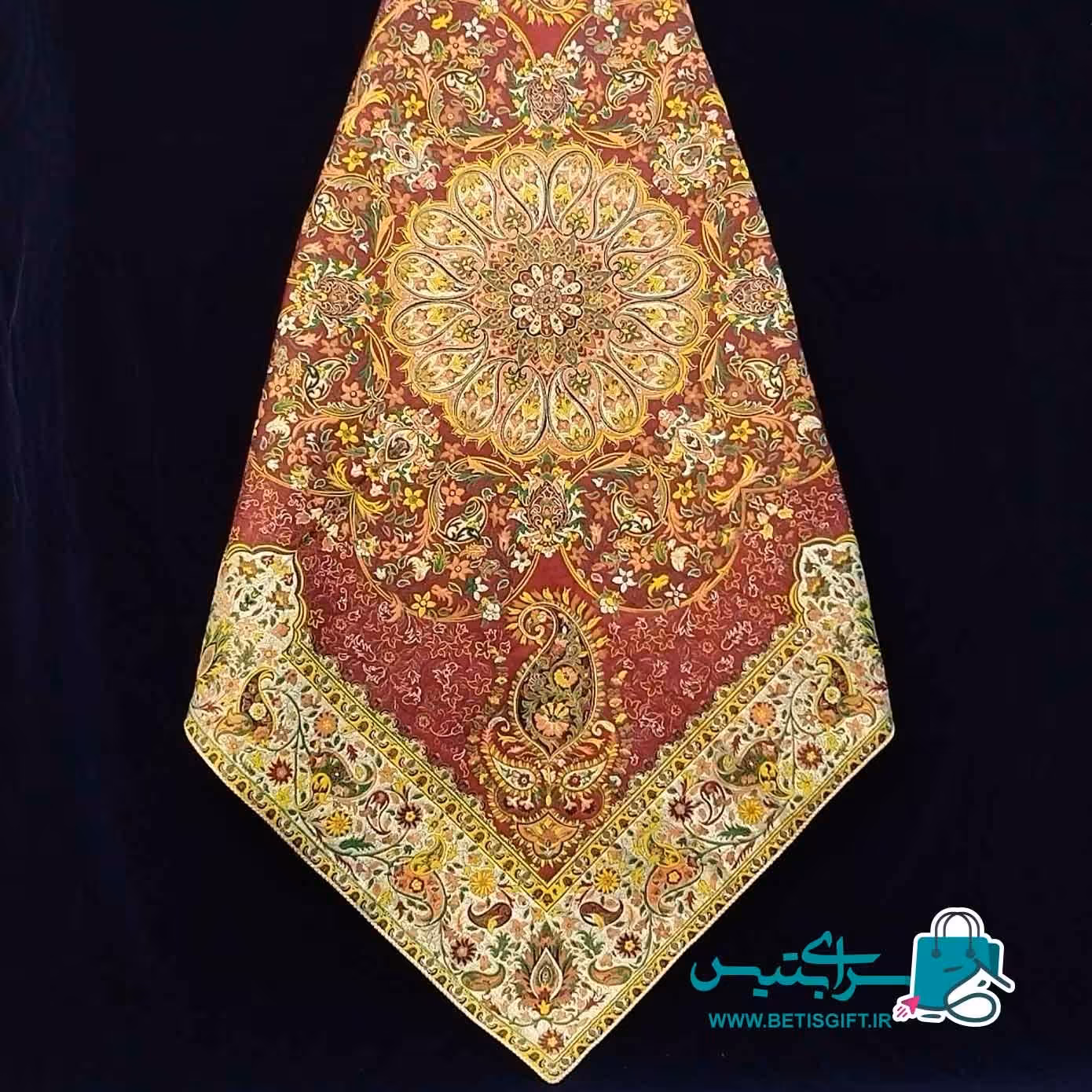 رومیزی ترمه یزد  رنگ زرشکی ترمه طرح افشار 