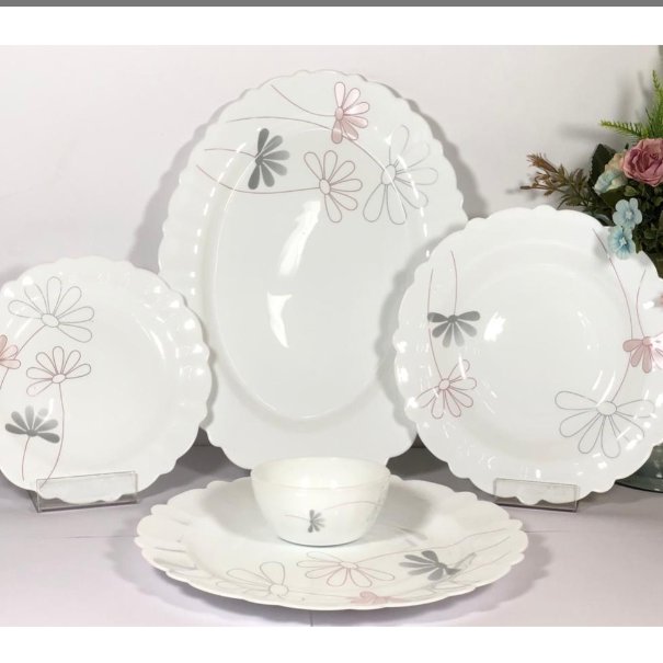 سرویس غذاخوری 25 پارچه گرد کنگره طرح اودیسه  صورتی