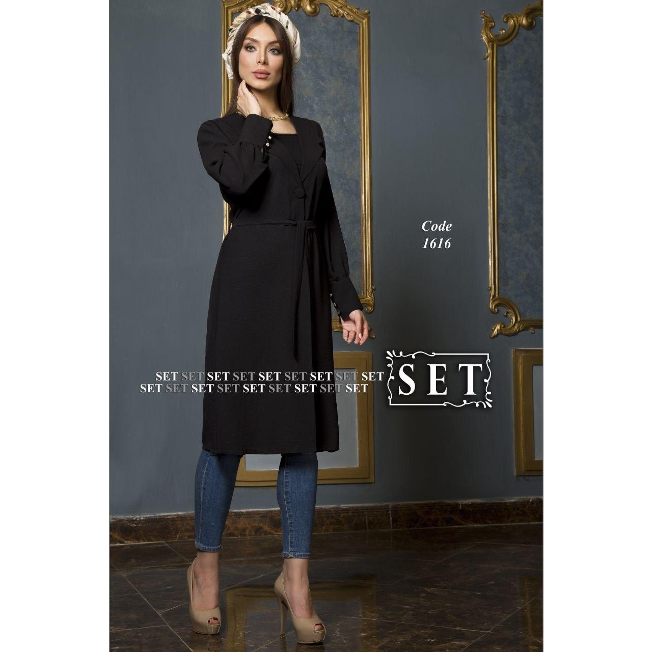 مانتو زنانه مدل طلوع مشکی کد 1616