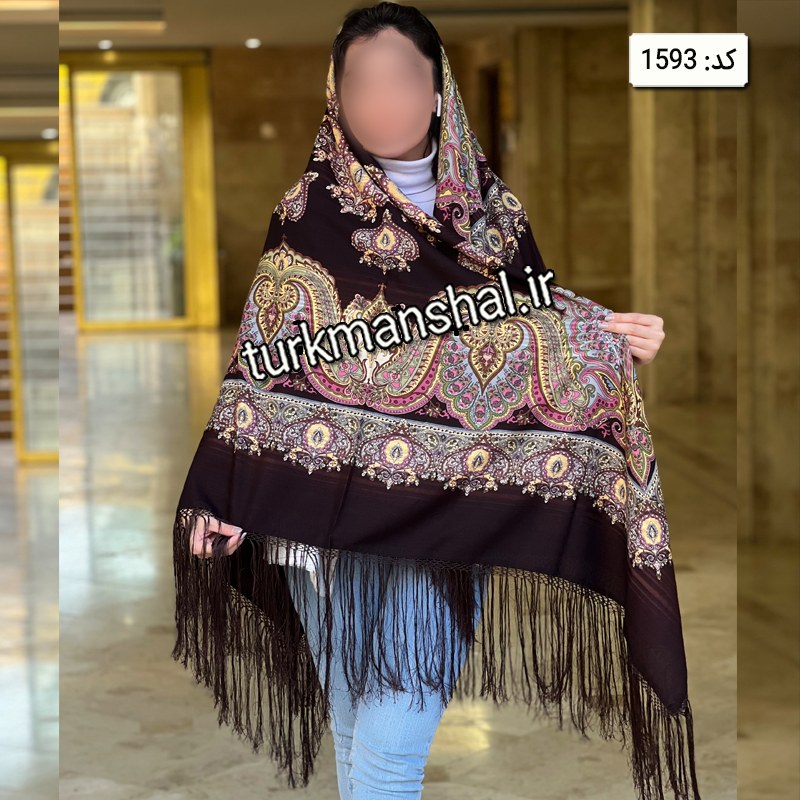روسری ترکمنی پشمی کد1593