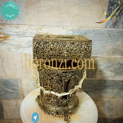 سطل و جا دستمال برنزی طرح جدید رومیزی