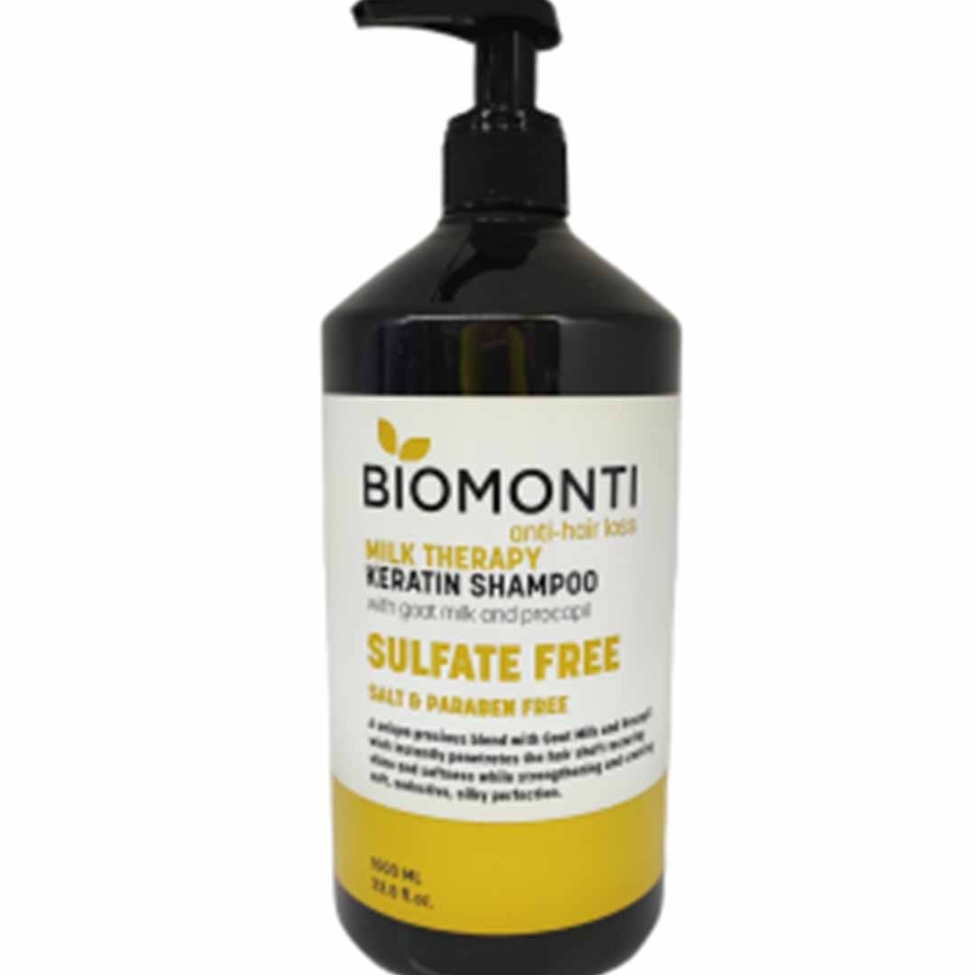 شامپو بیومونتی بدون سولفات حاوی آرگان و کراتین ضدریزش 1 لیتر Biomonti
