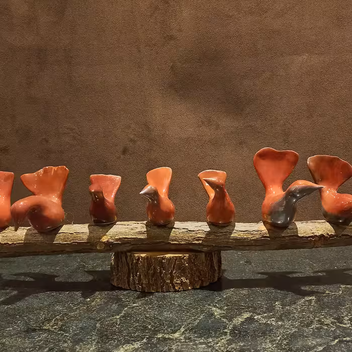 پرنده دست ساز سرامیکی لعاب احیایی -کد 4