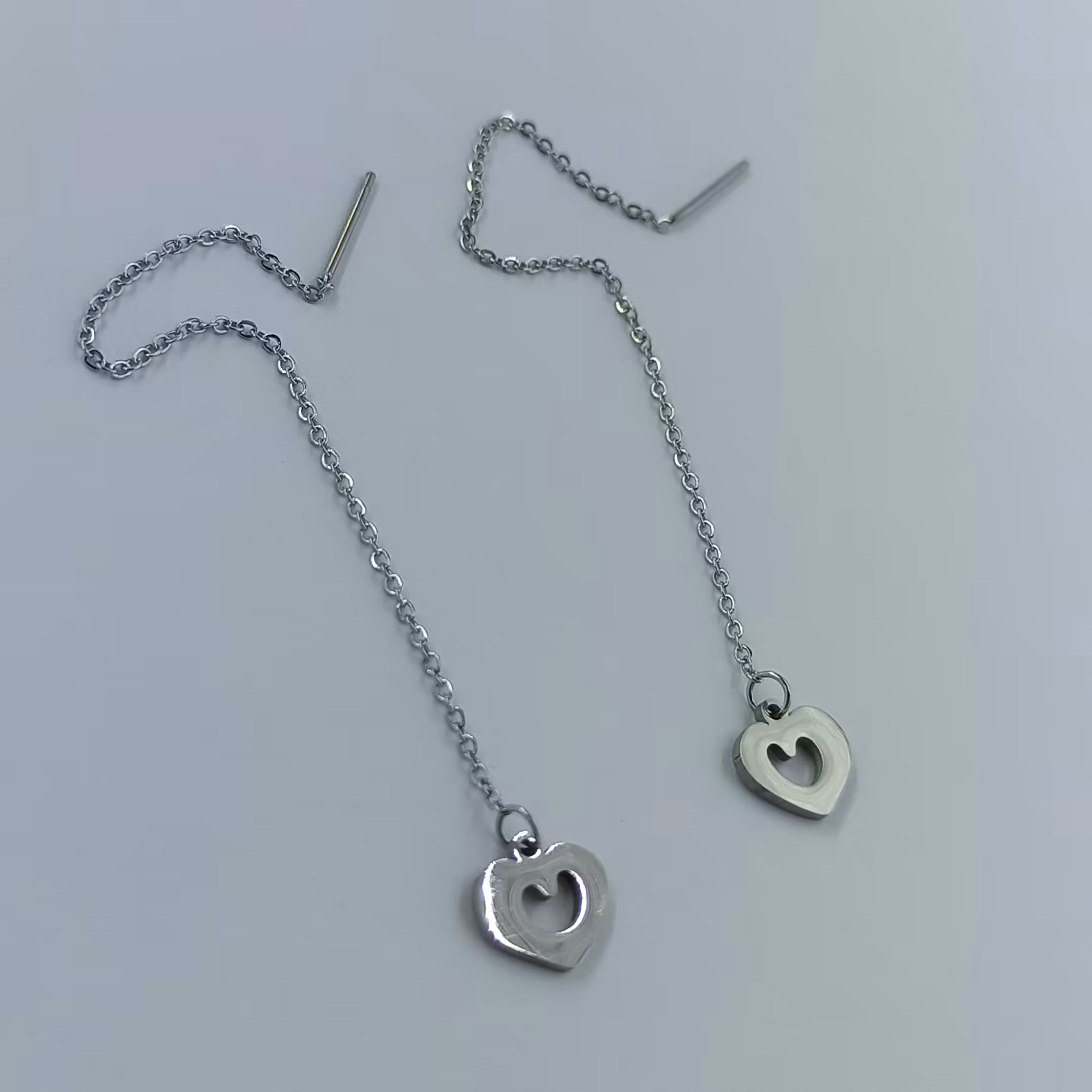 گوشواره بخیه ای طرح قلب استیل رنگ ثابت