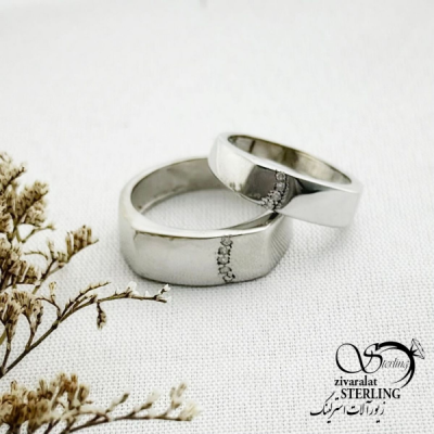 حلقه ست آیینه ای نقره ایتالیا کد 14182