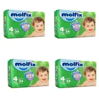پک 4 تایی پوشک مولفیکس سایز 4 ( 34 عددی )