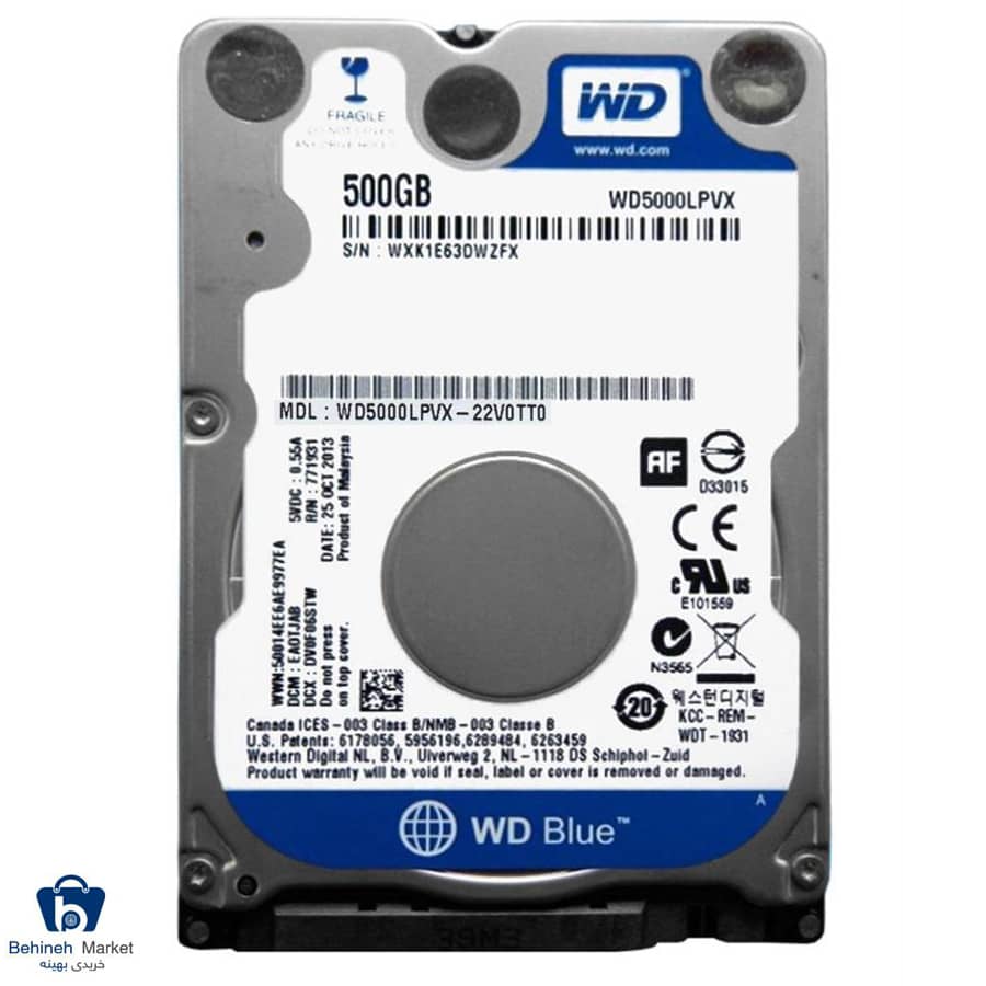 هارد اینترنال لپتاپی وسترن دیجیتال مدل WD5000LPVX ظرفیت 500 گیگابایت