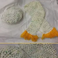 کلاه و شال گردن بافتی بچه گانه دستباف دخترانه