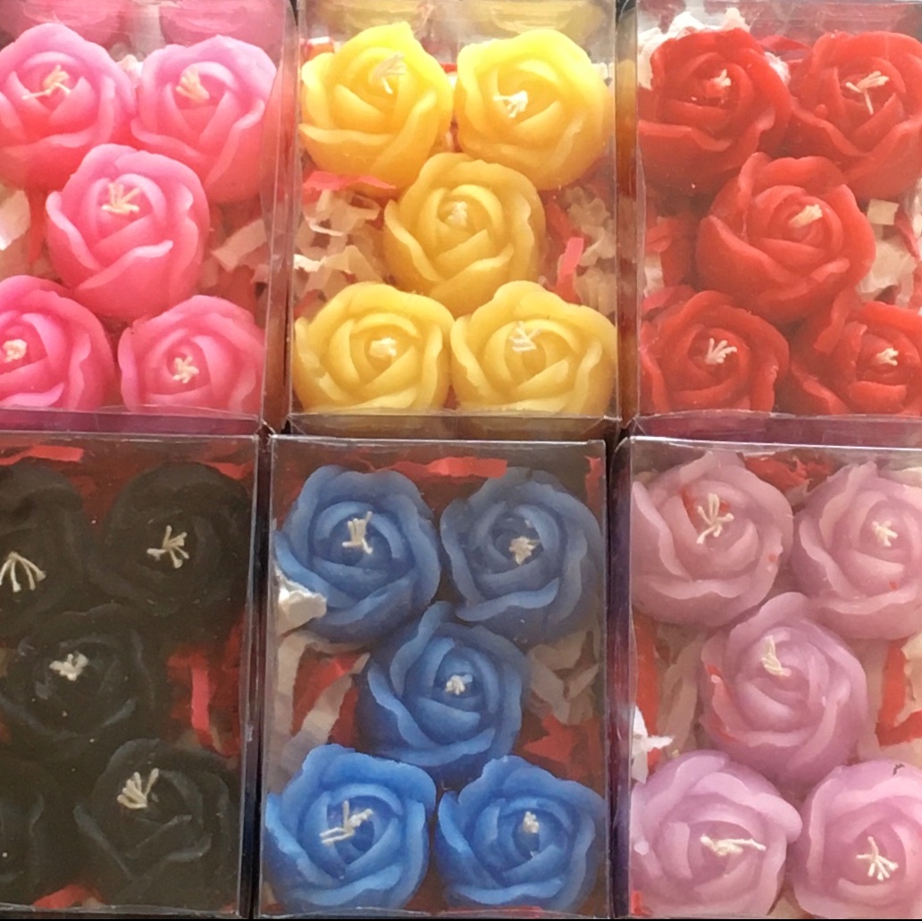 شمع غنچه ریز رو آبی کادویی به صورت پکیج 5تایی جشن دکوری کادویی بدون دود و بو