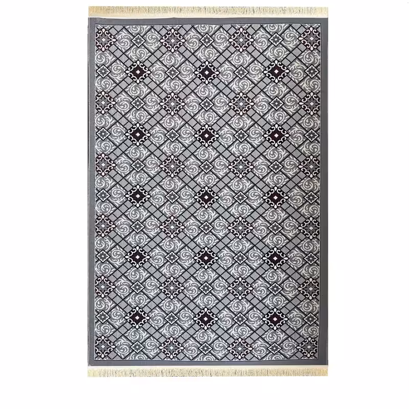 گلیم   ماشینی 1.20 در 2 (2 - 1.20) رنگ نقره ای  طرح نگین (ارسال پس کرایه)