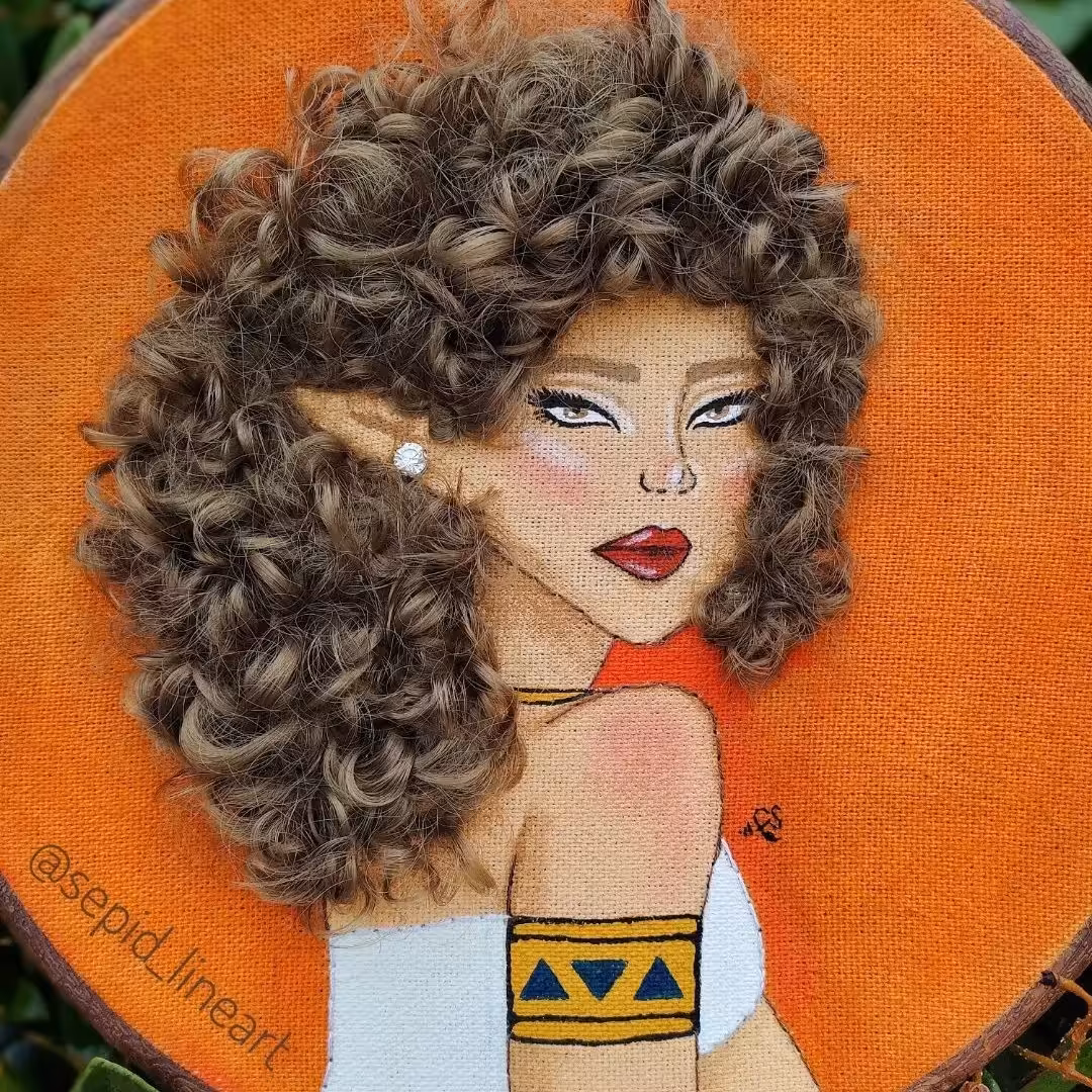 تابلو  نقاشی و  گلدوزی  مدل إلف قطر  26 سانت  تماما  کار  دست