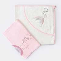 ست حوله کلاهی و پارچه خشک کن دخترانه طرح رنگین کمان بی بیبی Bi Baby