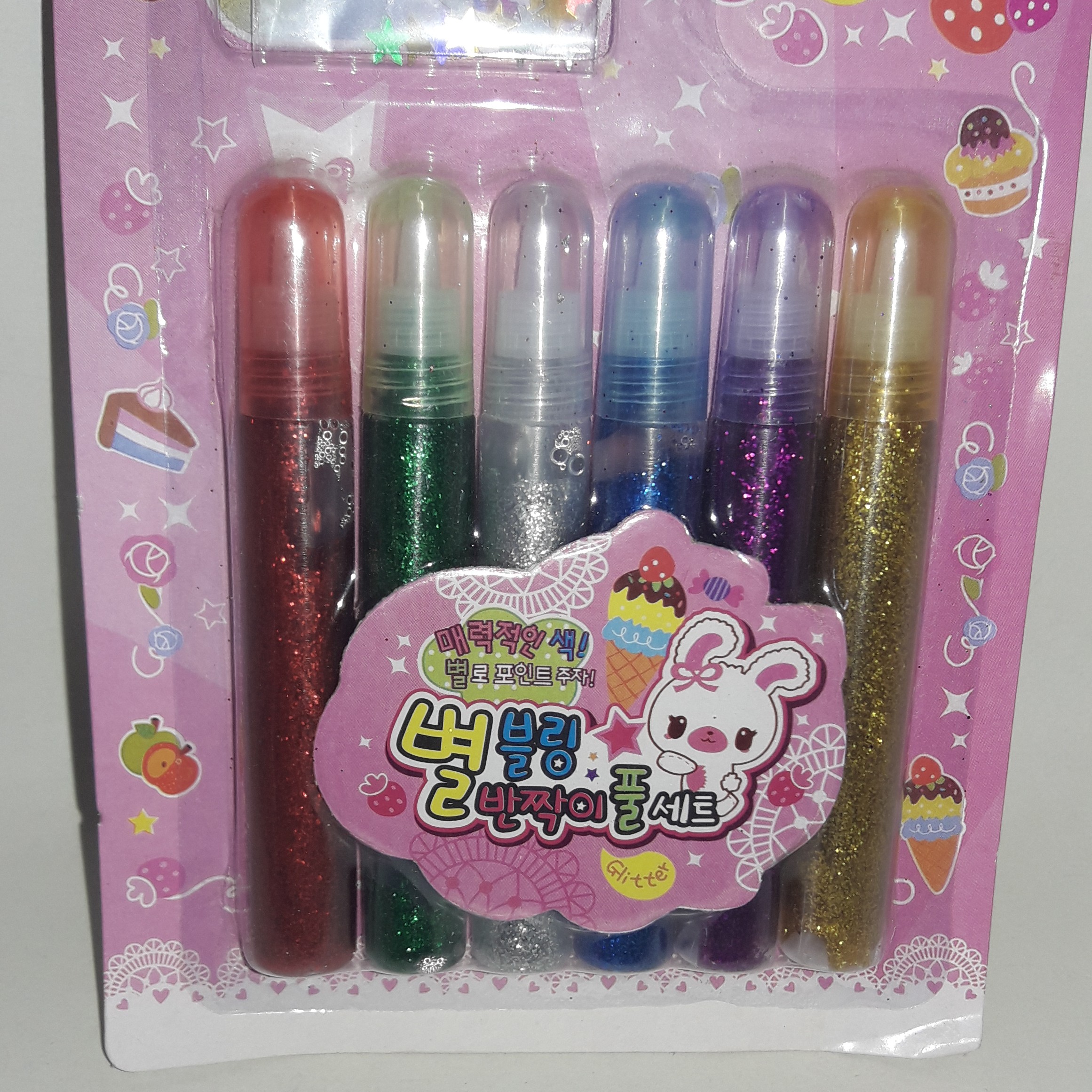 چسب مایع اکلیلی بسته 6رنگی تزیینی مناسب کار دستی و روزنامه دیواری 