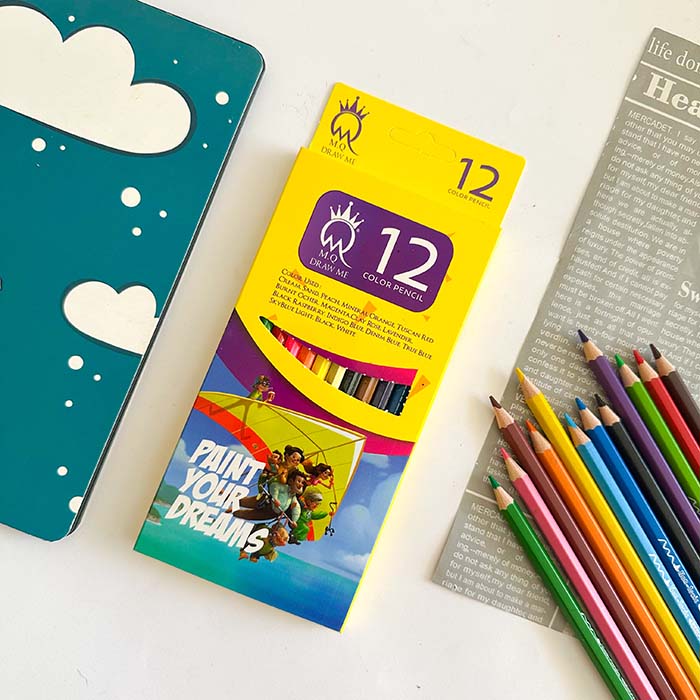 مداد رنگی12رنگ جعبه مقوامدل MQ