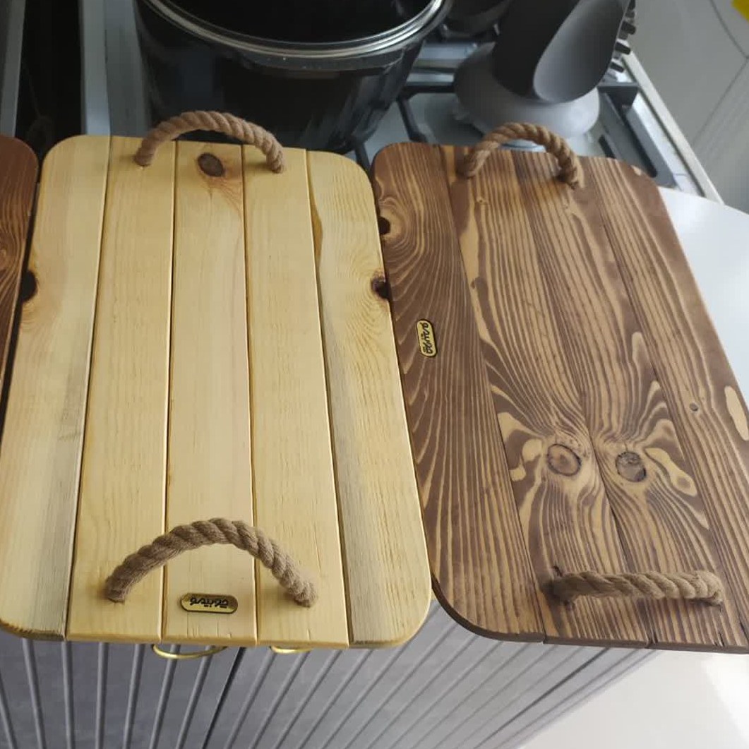 سینی چوبی دسته کنفی دست ساز