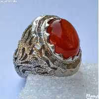 نگشتر دستساز عقیق سرخ آبدار اصل خراسان