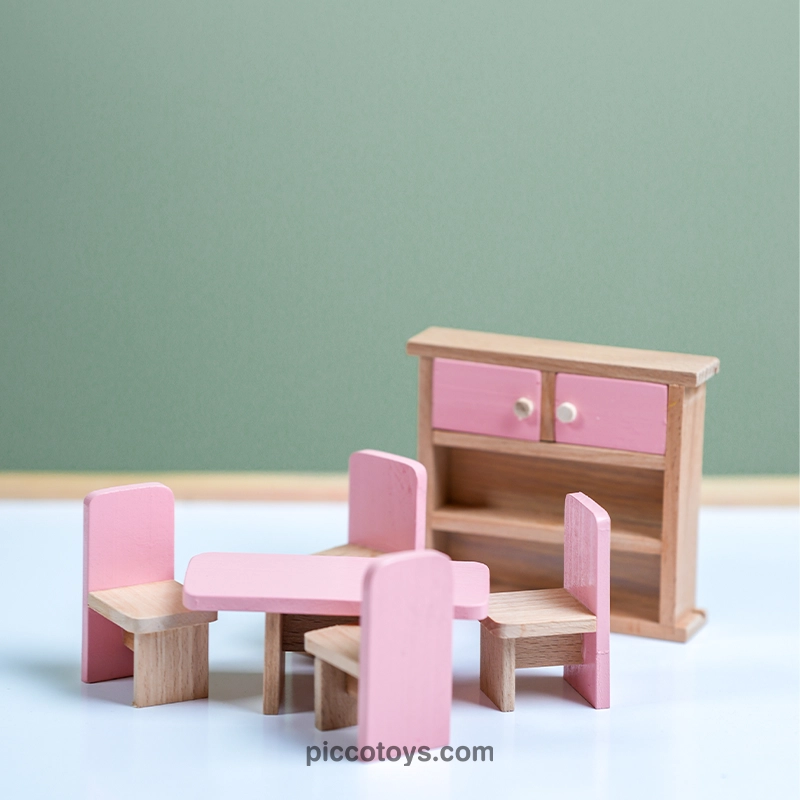 اسباب بازی چوبی ست وسایل خانه عروسکی مدل اتاق ناهارخوری کد 4266605