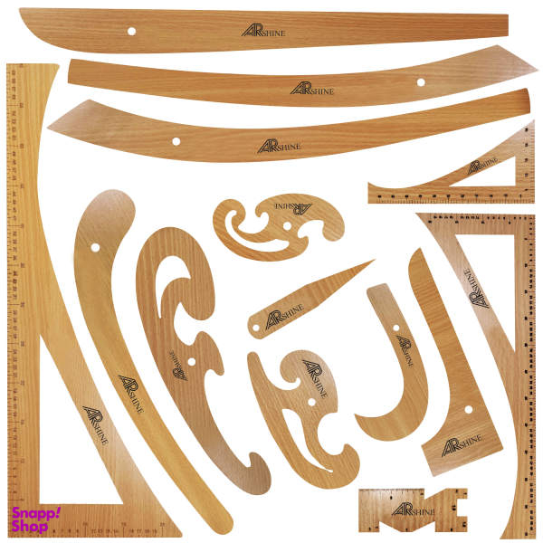 خط کش خیاطی آرشاین کد AR-14 مجموعه 14 عددی